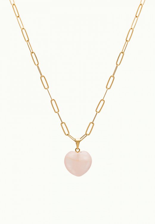 NASZYJNIK HE(ART) Z KAMIENIEM KWARC RÓŻOWY