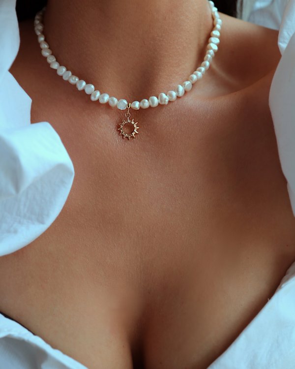 Naszyjnik SOL z nieregularnymi perłami 