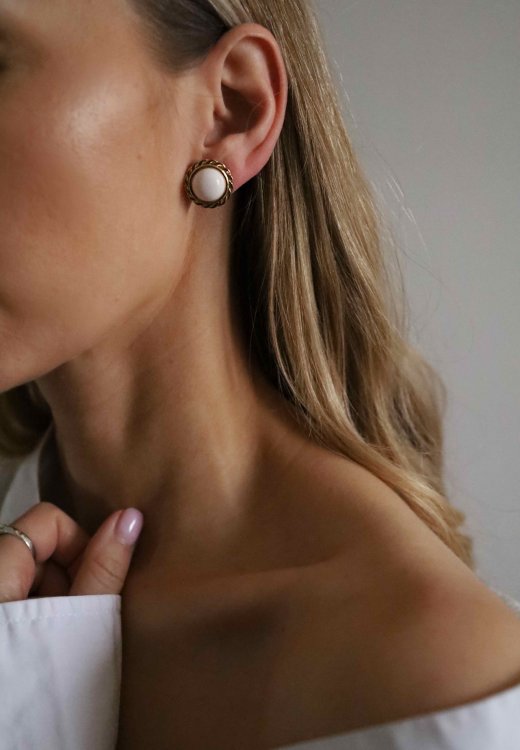 KOLCZYKI VINTAGE BIANCO KORAL 