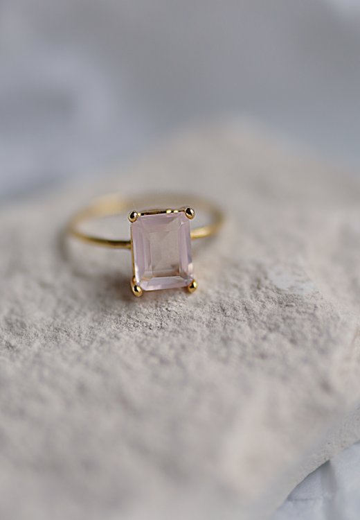 Pierścionek Princess z Kwarcem Różowym