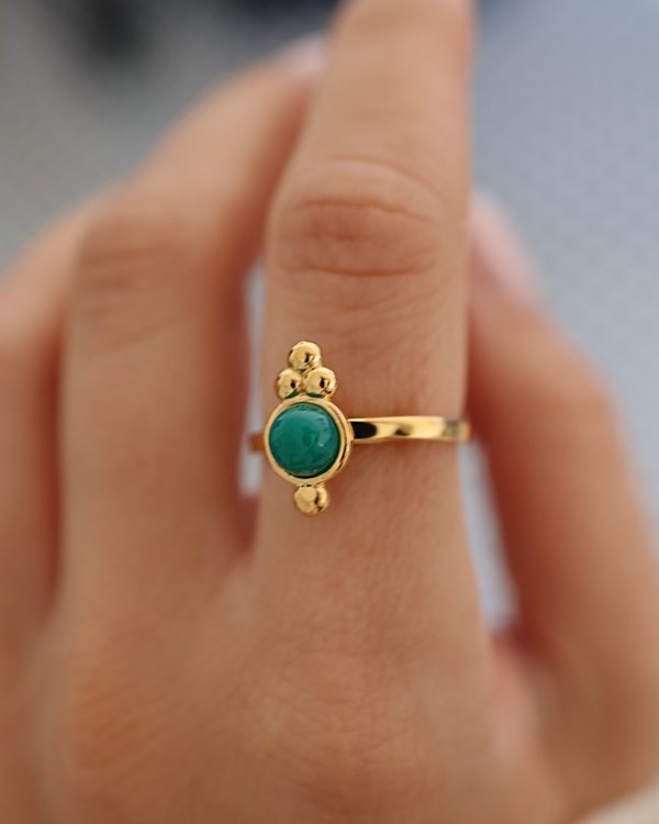 Regulowany pierścionek z zielonym Agatem
